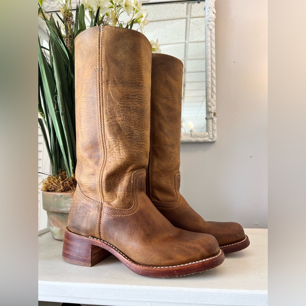 Frye Campus Boots 14L tan brown size womens 8 EXCELLENT CONDITION